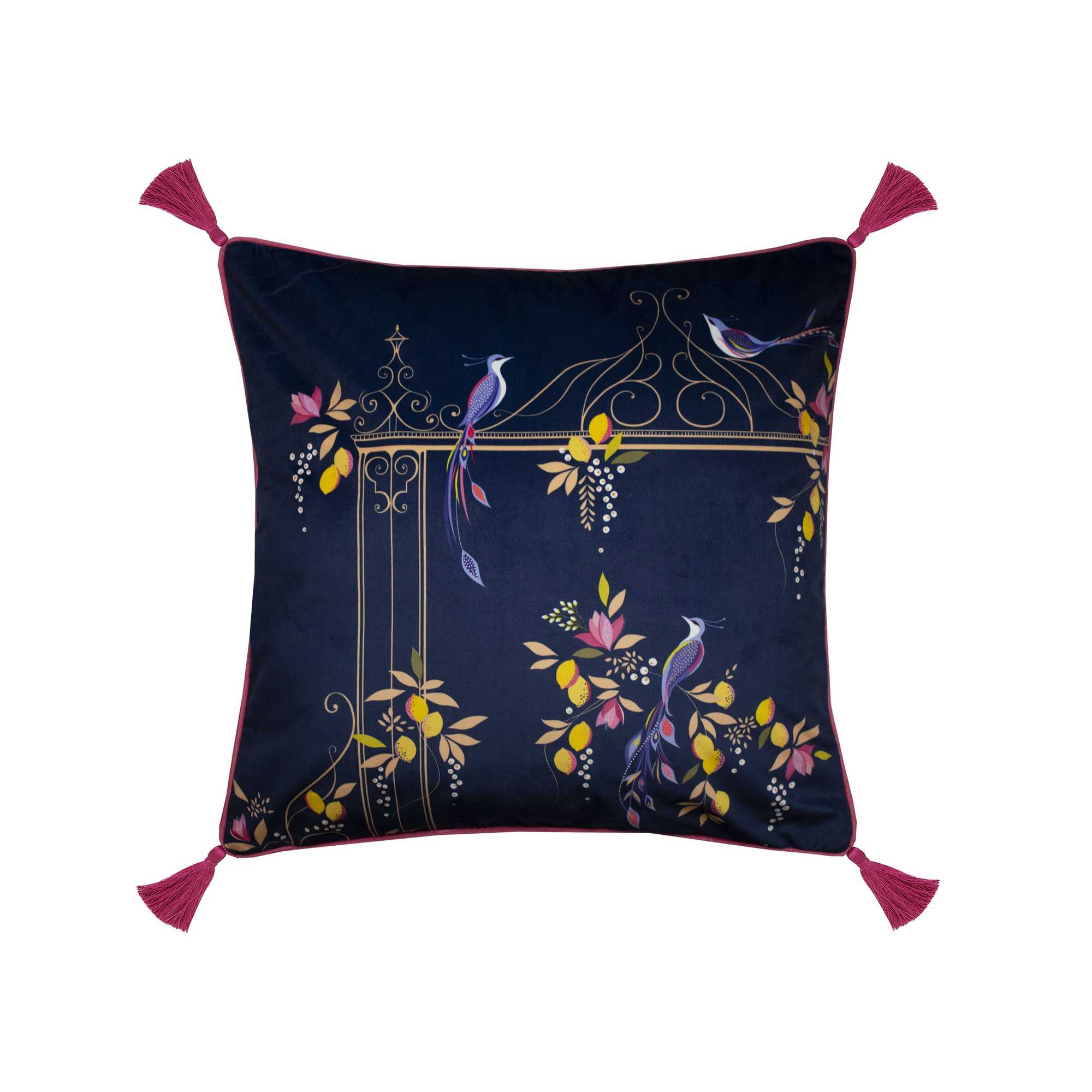 Bird Gate Cushion By Sara Miller In Navy Blue